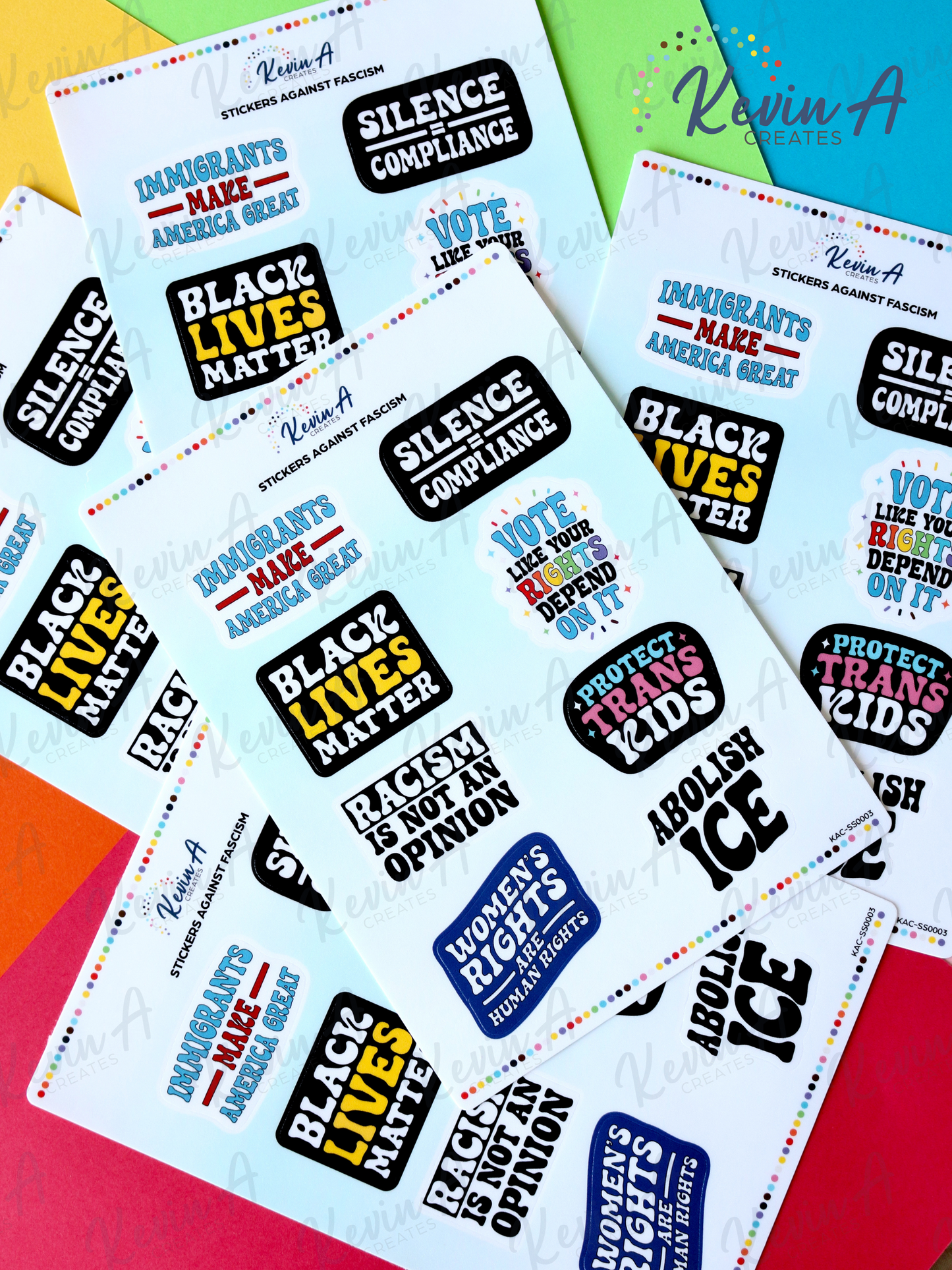 Stickers Against Fascism – Laminated Anti-Hate Sticker Sheet