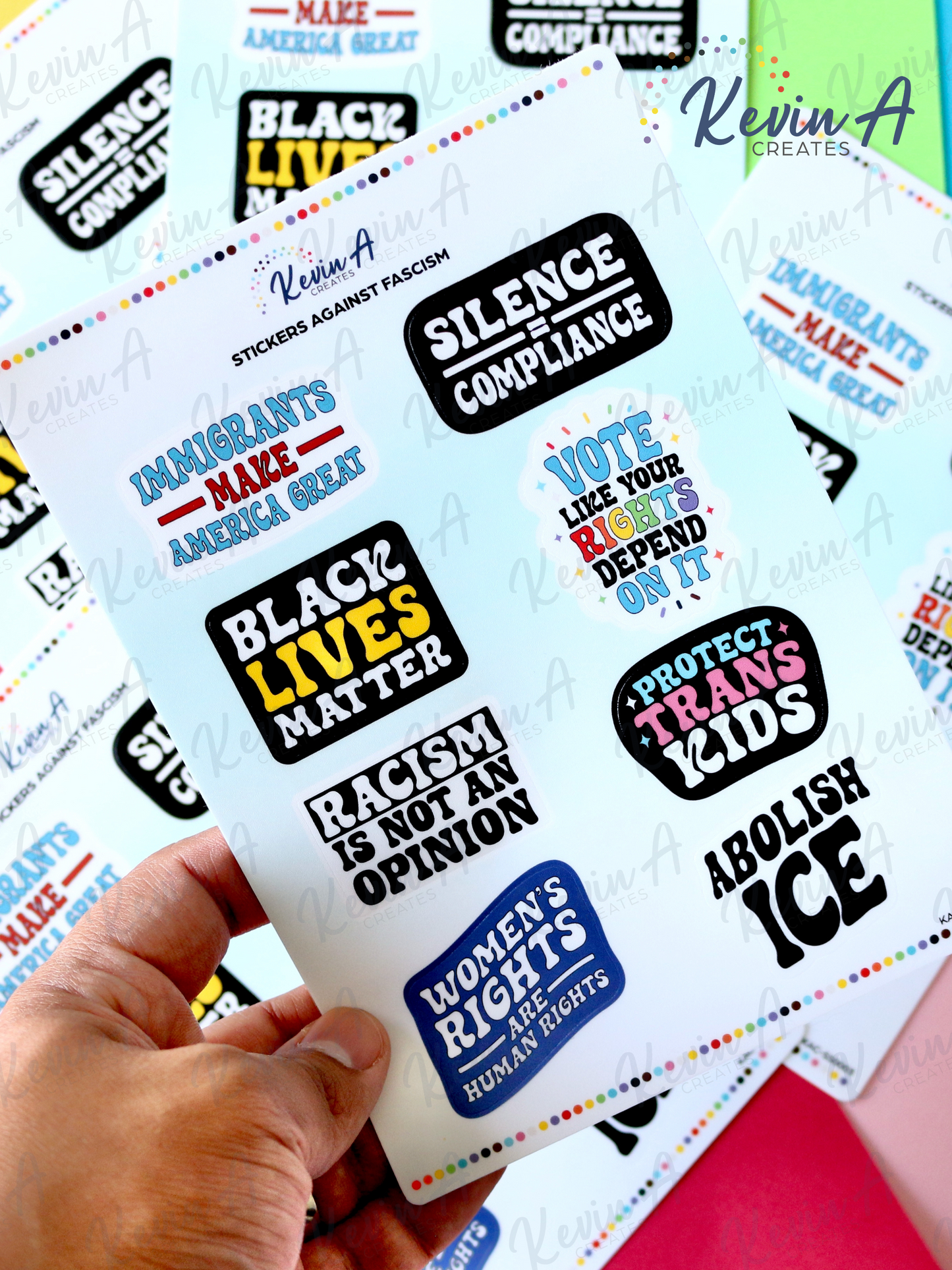 Stickers Against Fascism – Laminated Anti-Hate Sticker Sheet