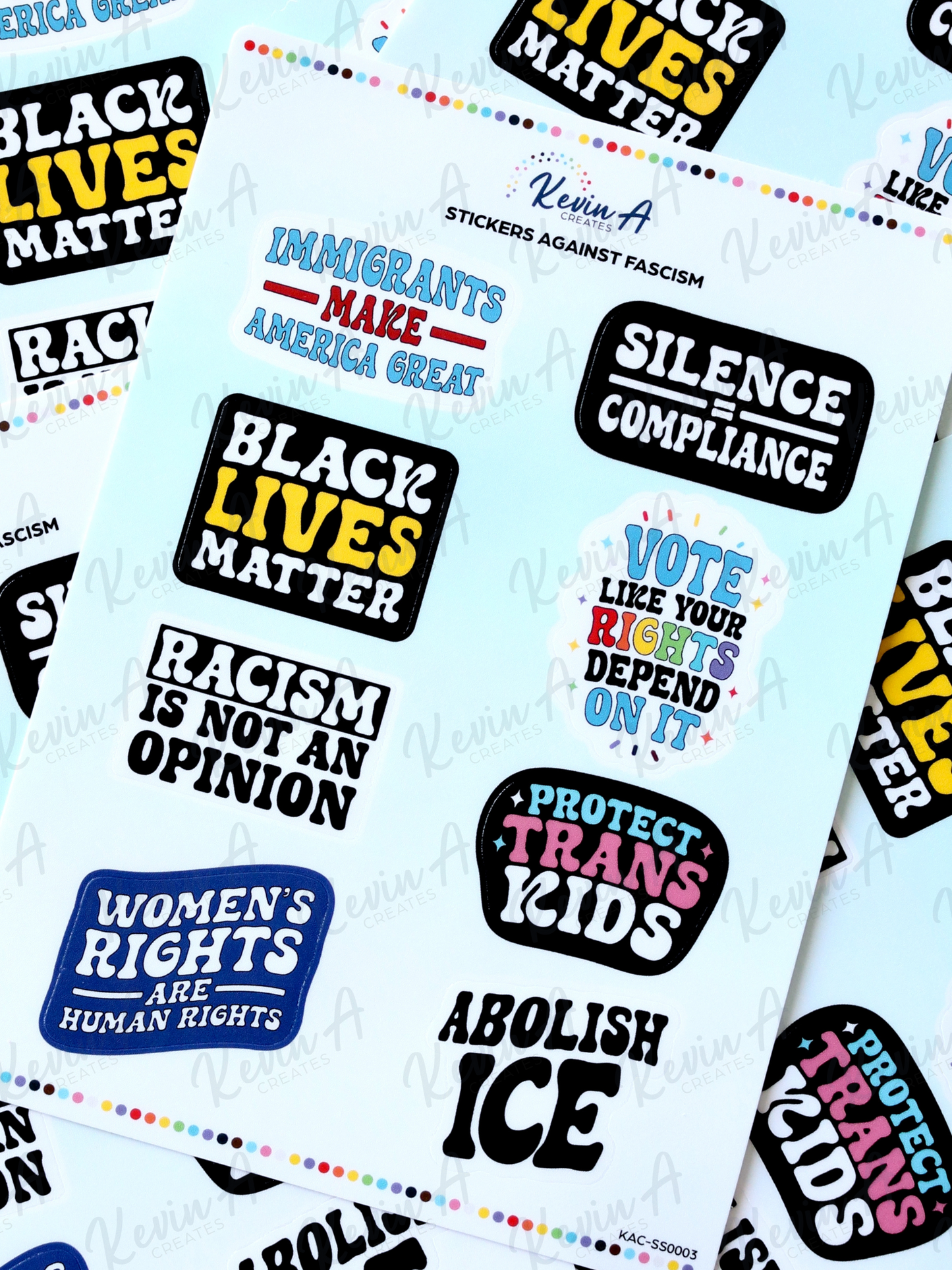 Stickers Against Fascism – Laminated Anti-Hate Sticker Sheet