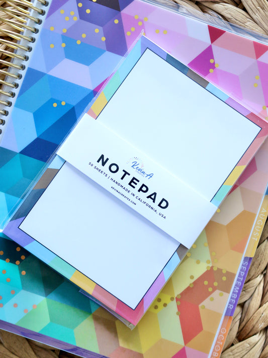 Rainbow Rays Handmade Blank Notepad