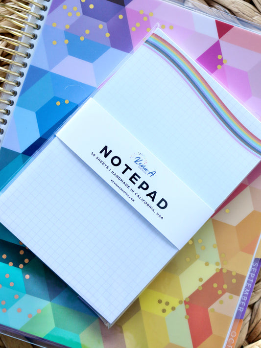 Rainbow Wave Handmade Grid Notepad