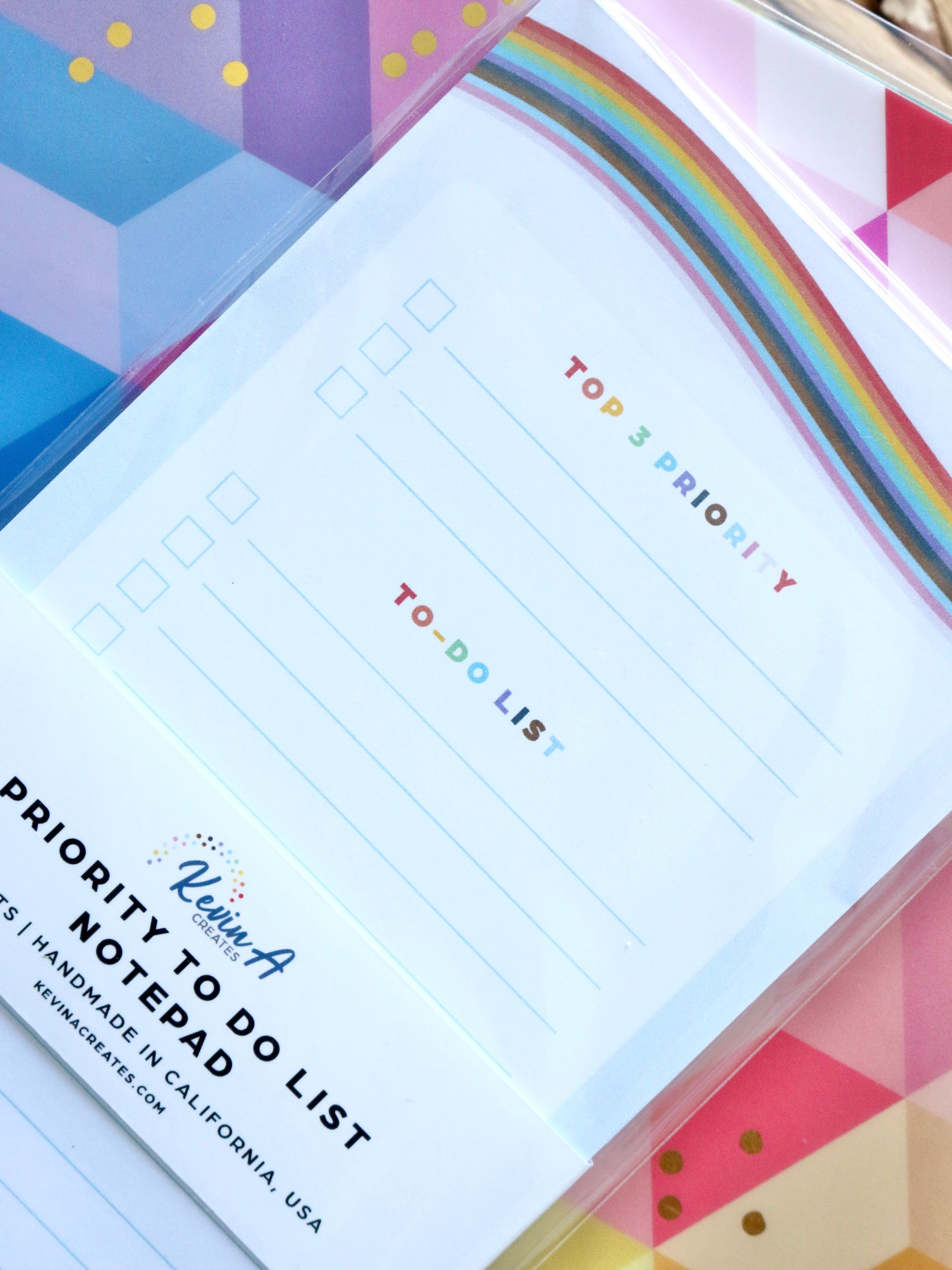 Rainbow Wave Priority To Do List Handmade Notepad