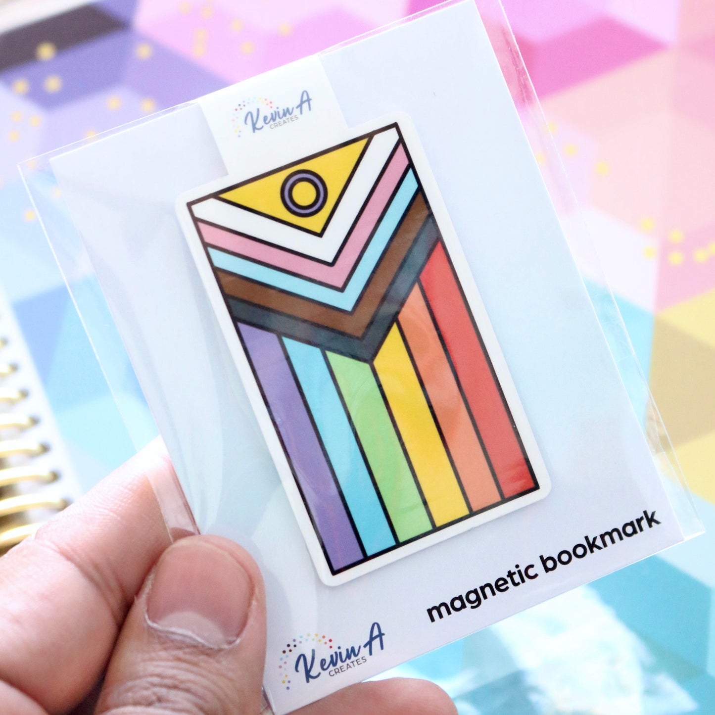 Progressive Pride Flag Magnetic Bookmark