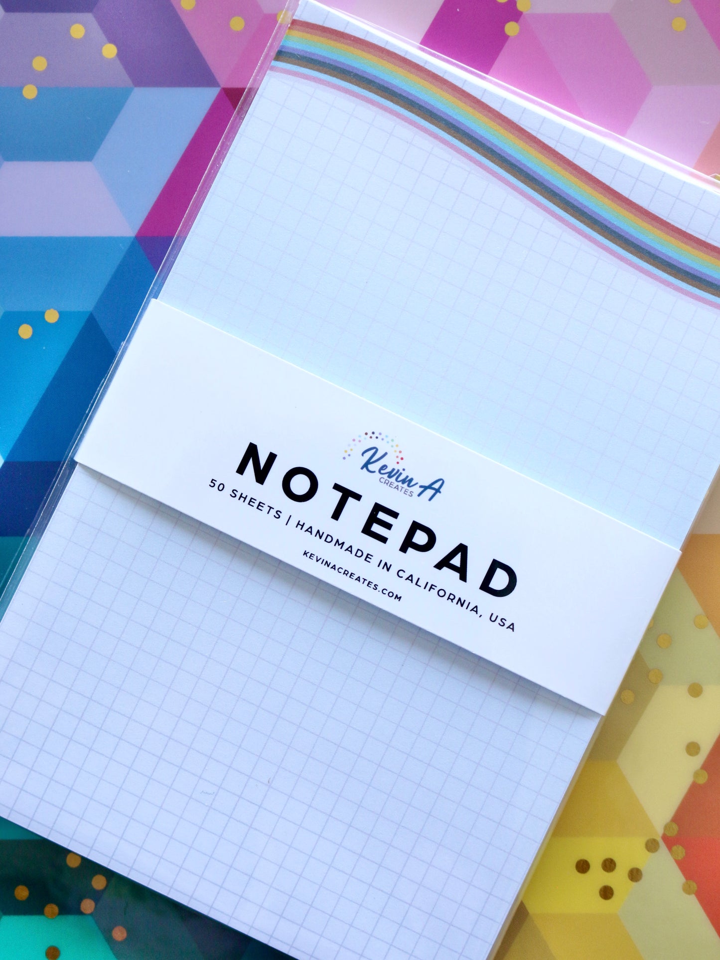 Rainbow Wave Handmade Grid Notepad