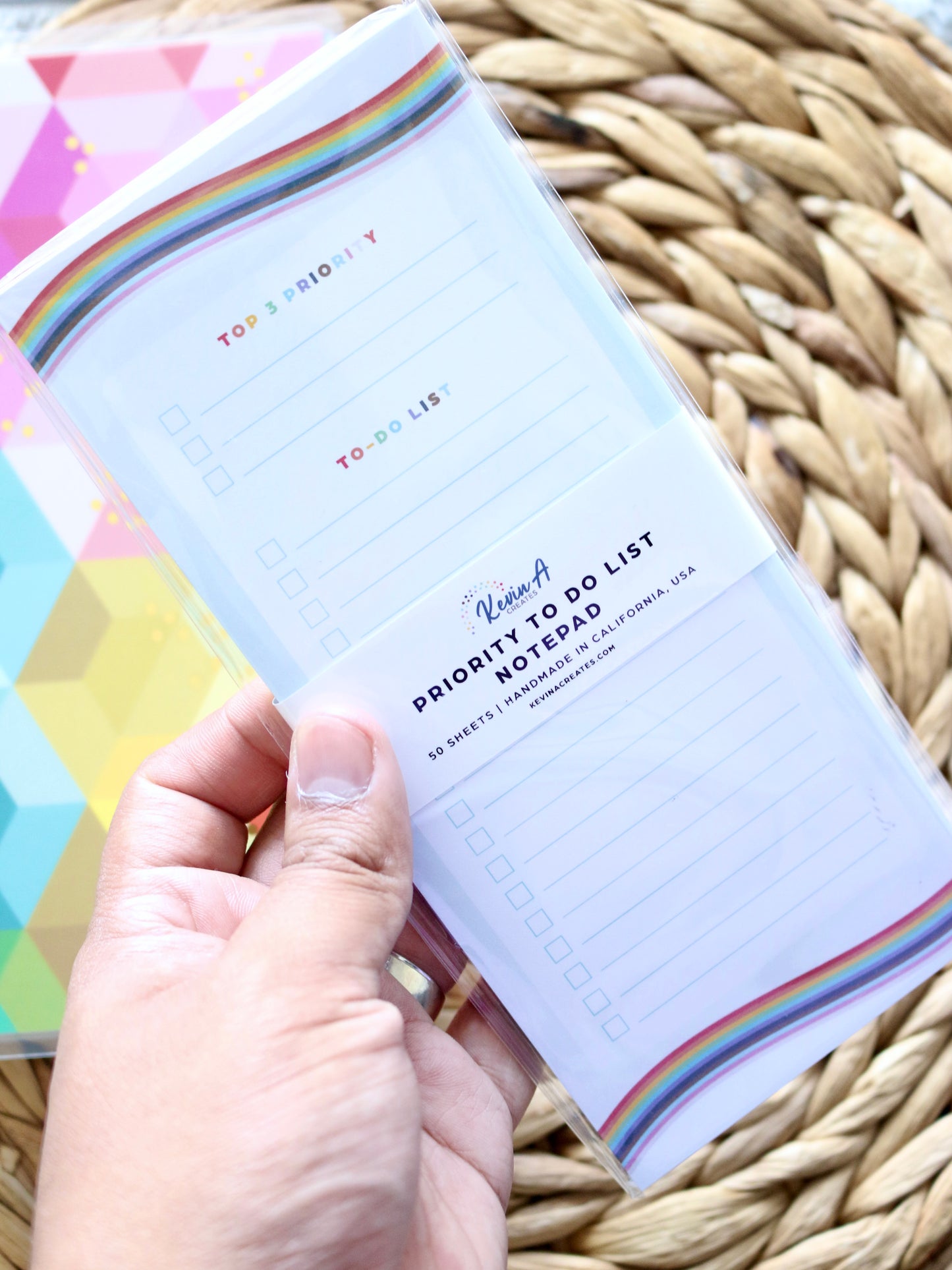 Rainbow Wave Priority To Do List Handmade Notepad