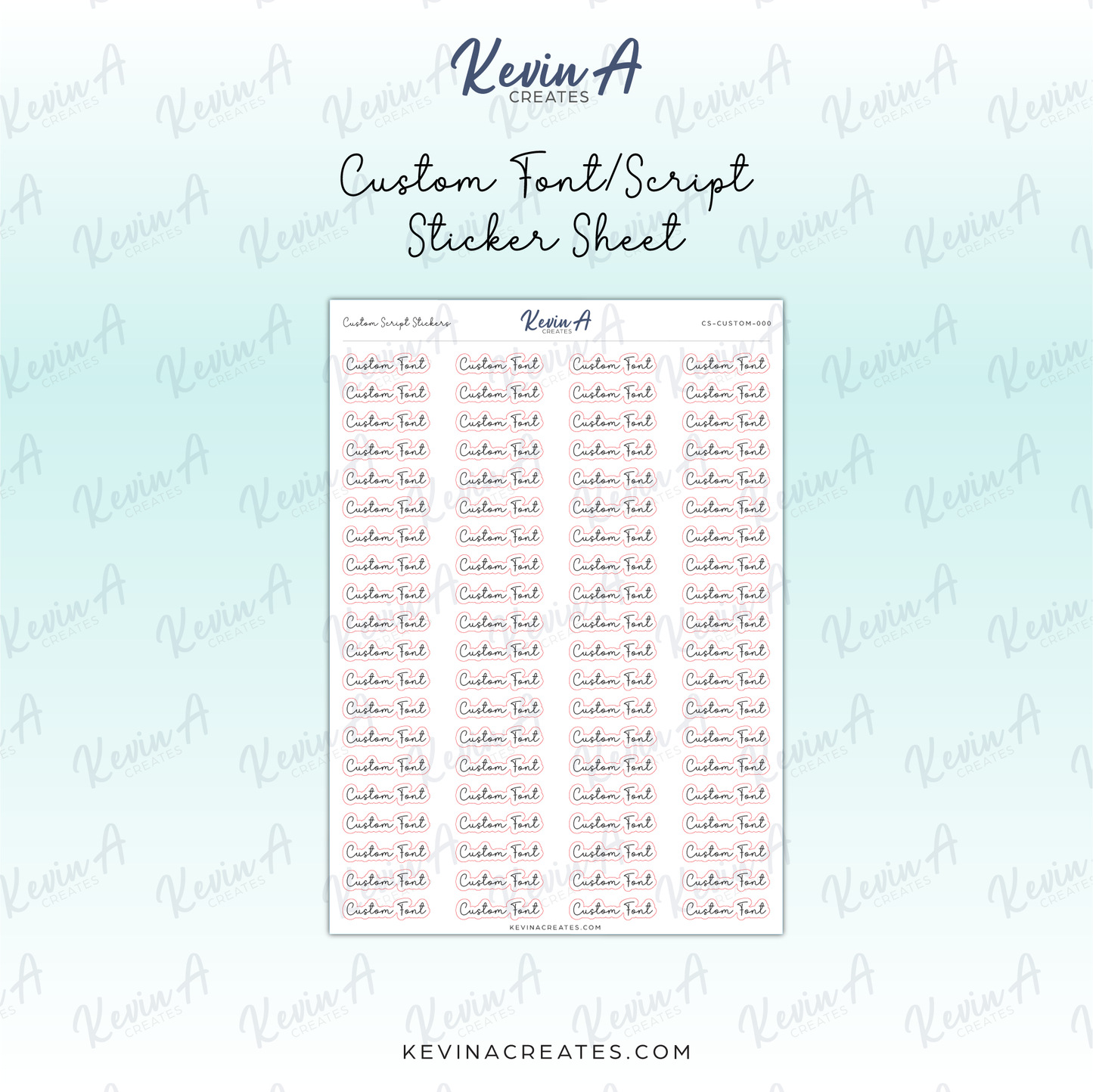 Custom Script Sticker Sheet