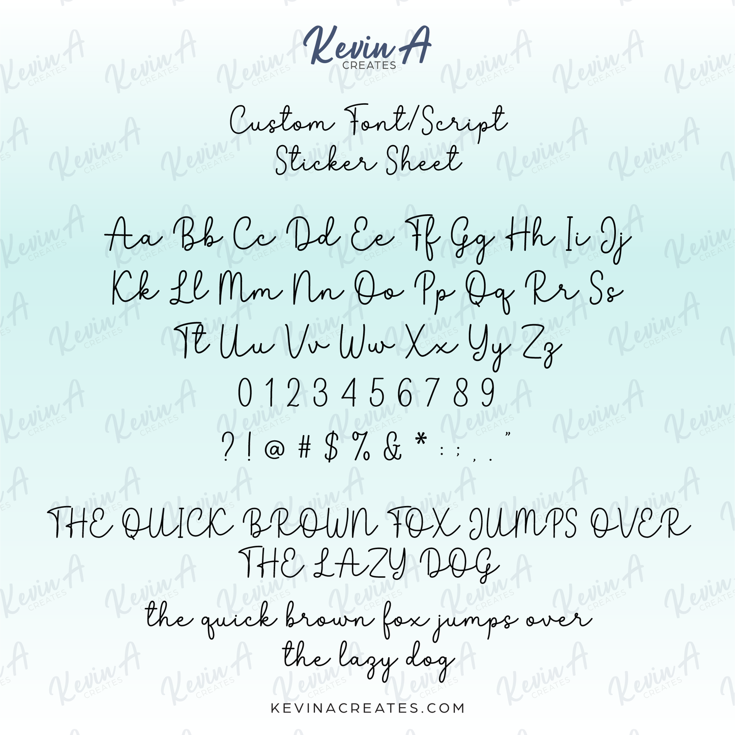 Custom Script Sticker Sheet
