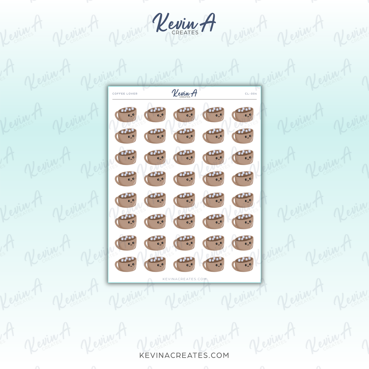 CL-004, Cute Hot Cocoa Kawaii Doodles Planner Stickers