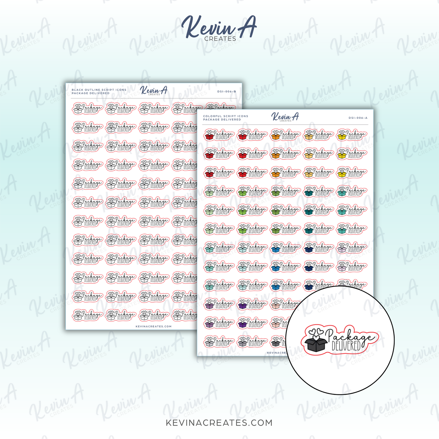 Package Delivered Doodle Script Icon Planner Stickers