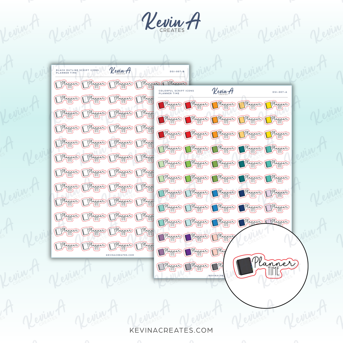 Planner Time Doodle Script Icon Planner Stickers