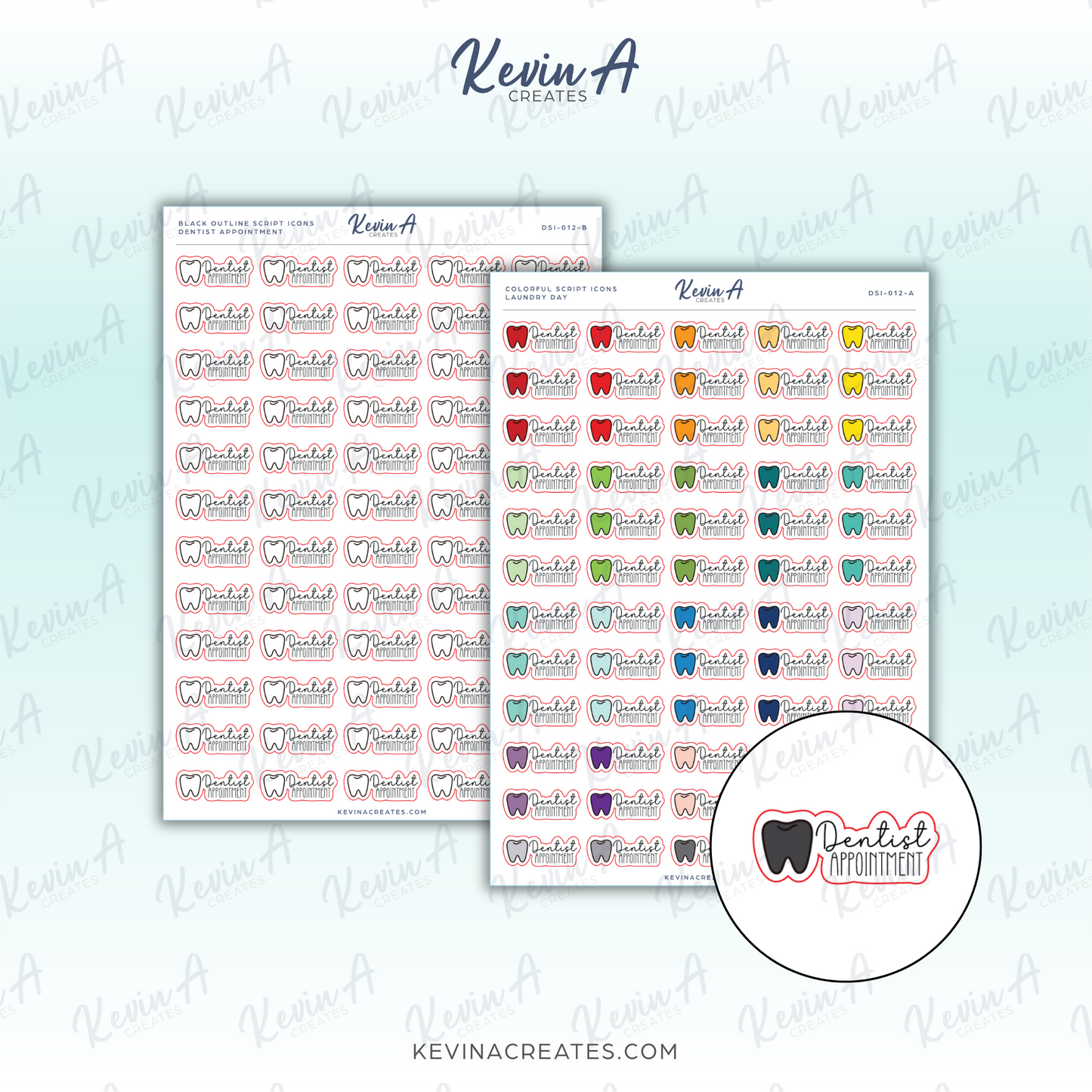 Dentist Appointment Doodle Script Icon Planner Stickers