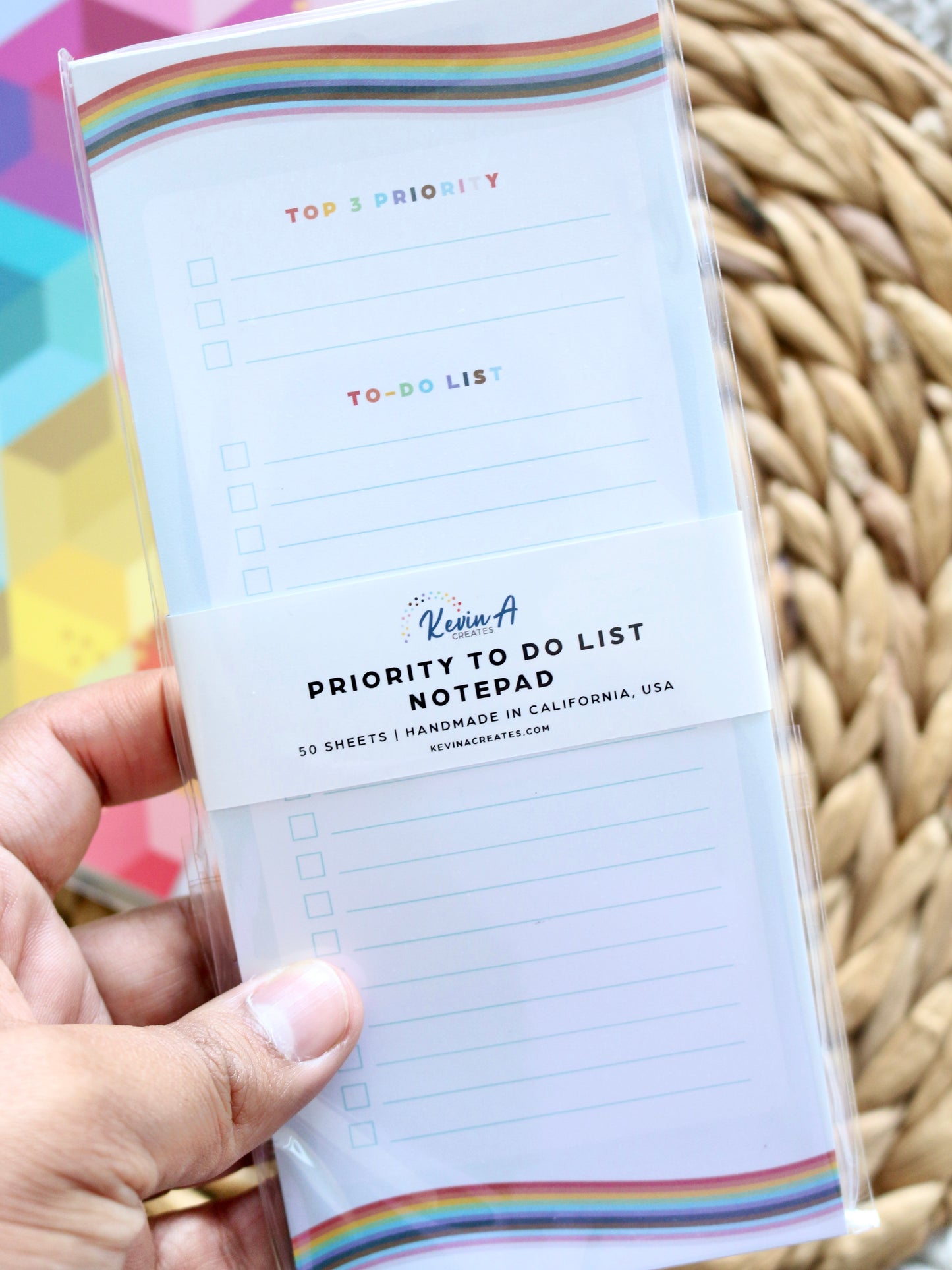 Rainbow Wave Priority To Do List Handmade Notepad