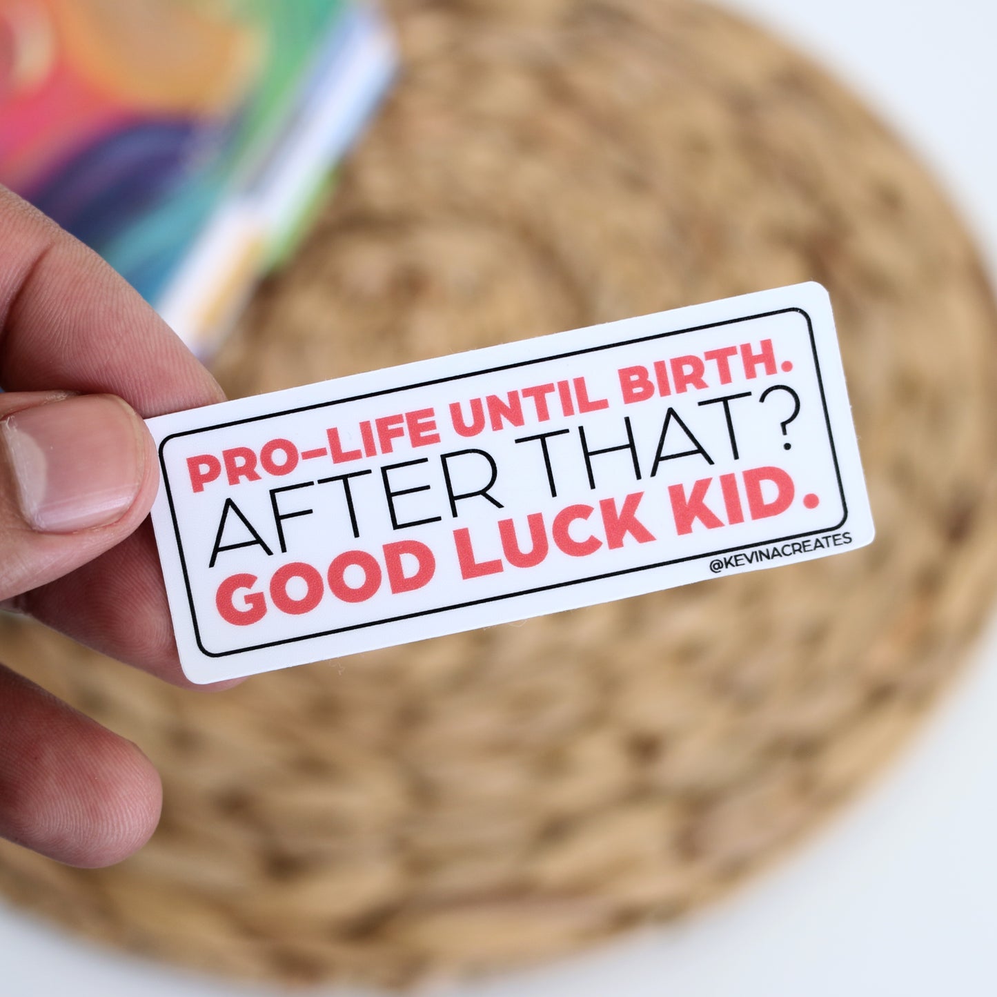 Pro-Life Until Birth. After That? Good Luck Kid Sticker