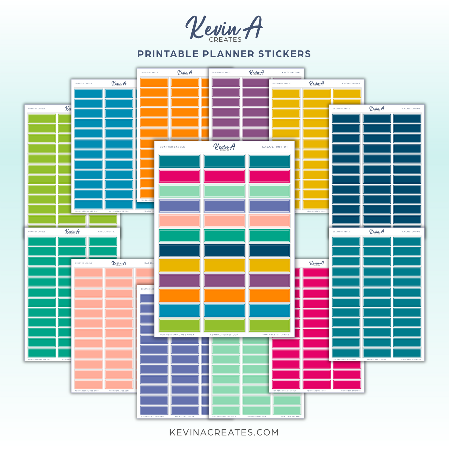 Printable Planner Stickers - QUARTER LABELS