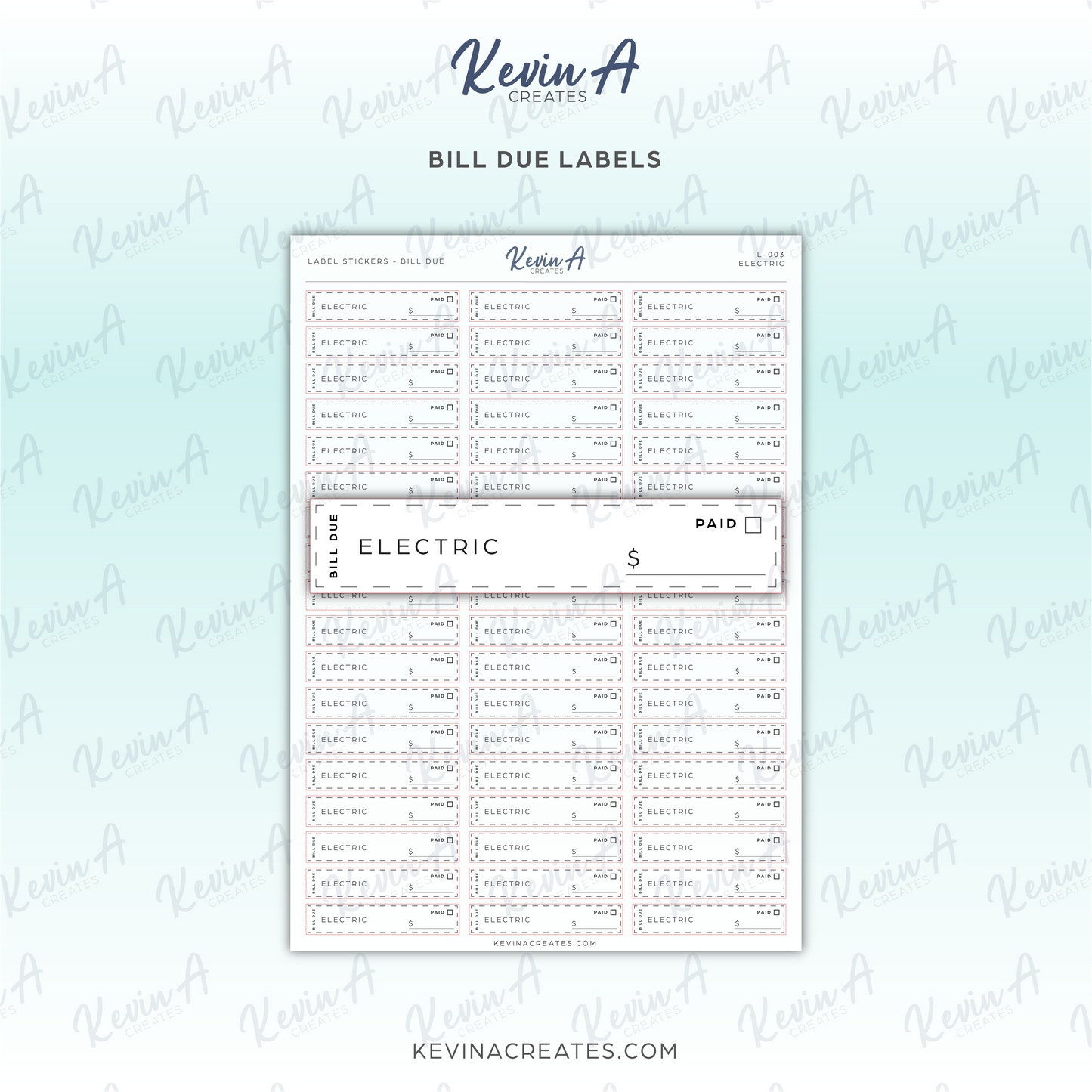 L-003 - Bill Due Label Sticker - ELECTRIC