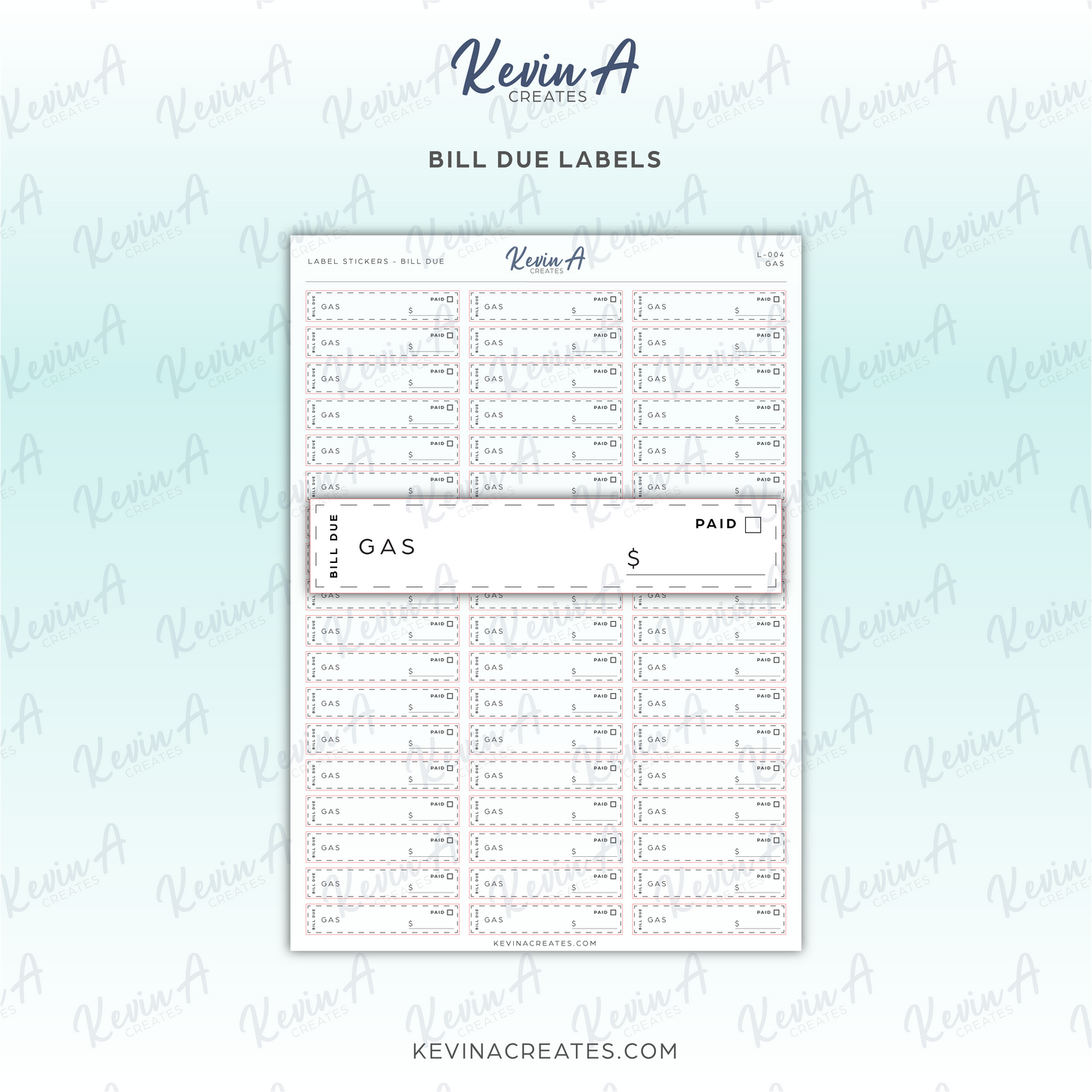 L-004 - Bill Due Label Sticker - GAS