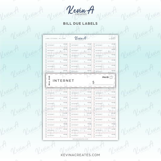 *LAST CHANCE* Bill Due Label Sticker - INTERNET