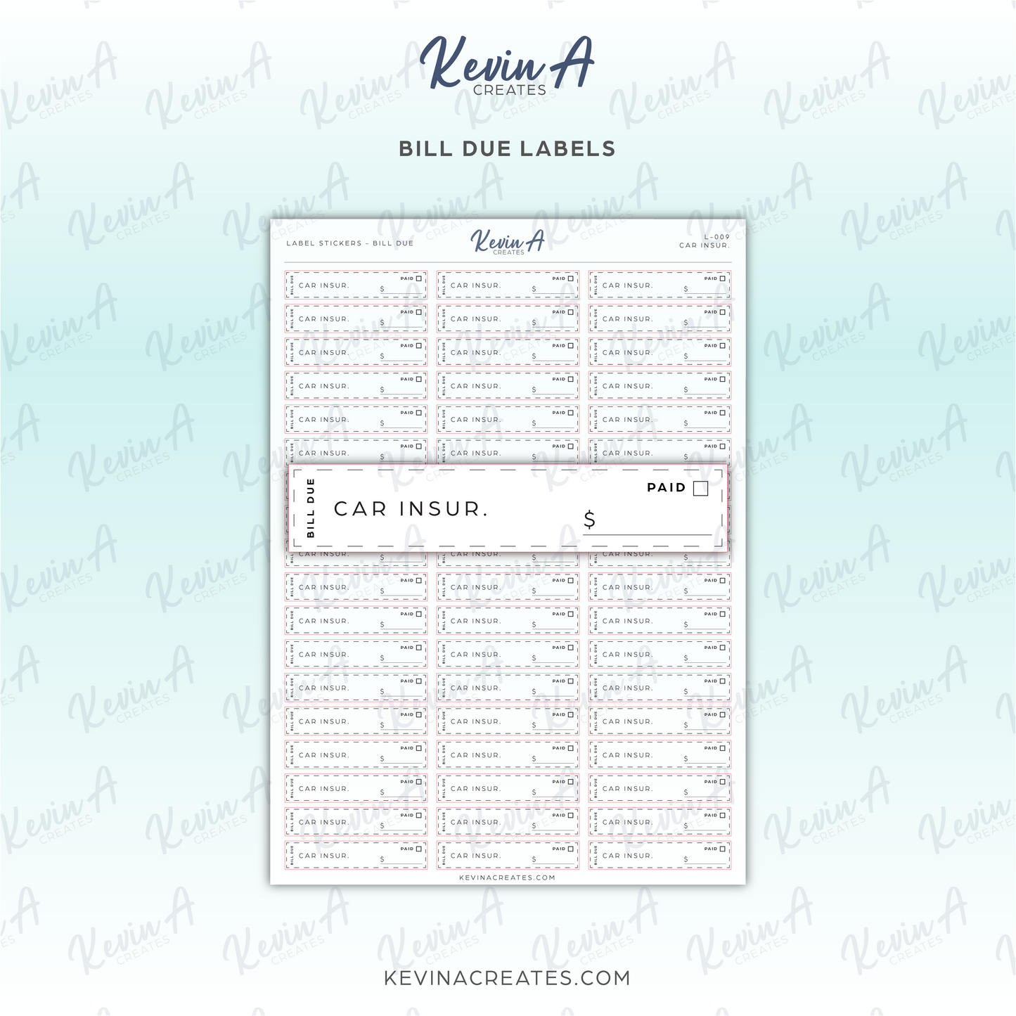 *LAST CHANCE* Bill Due Label Sticker - CAR INSURANCE