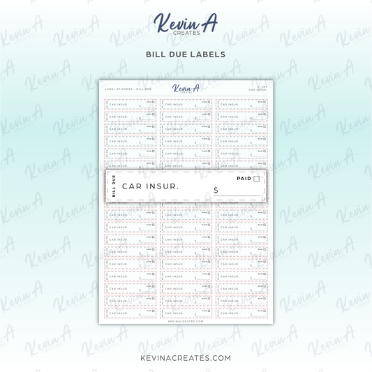 *LAST CHANCE* Bill Due Label Sticker - CAR INSURANCE
