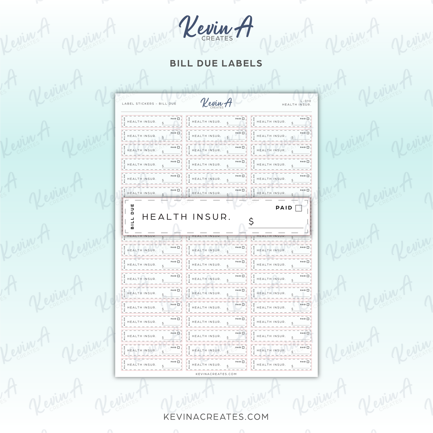 L-010 - Bill Due Label Sticker - HEALTH INSURANCE