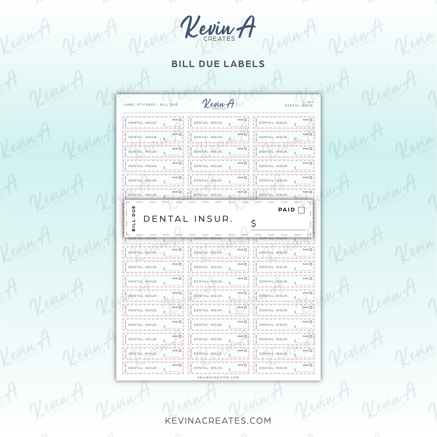 L-014 - Bill Due Label Sticker - DENTAL INSURANCE