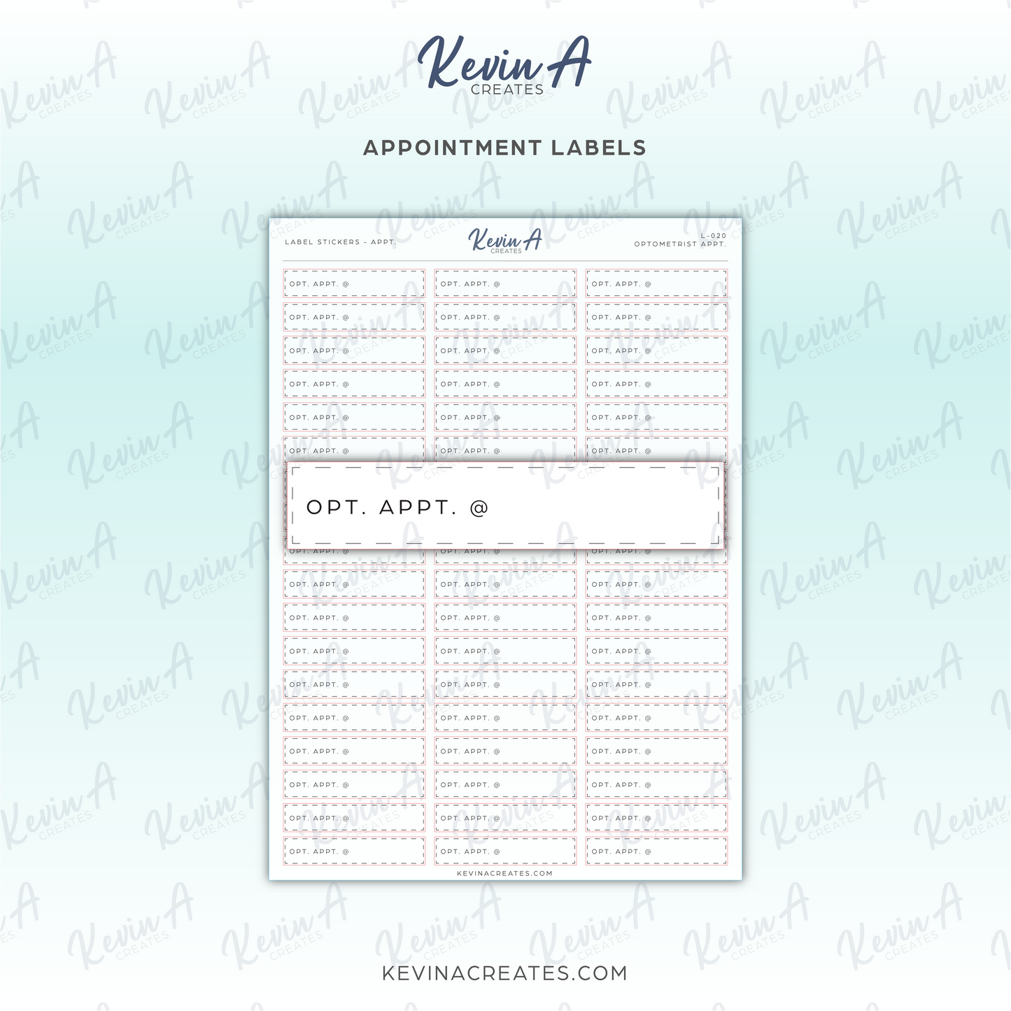 *LAST CHANCE* Appointment Label Sticker - OPTOMETRIST APPOINTMENT