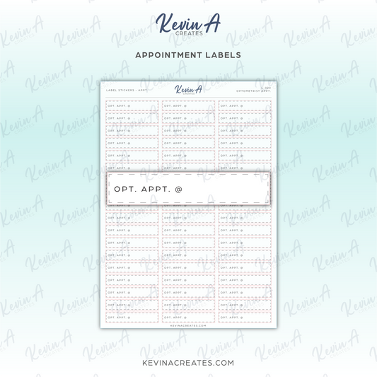 *LAST CHANCE* Appointment Label Sticker - OPTOMETRIST APPOINTMENT