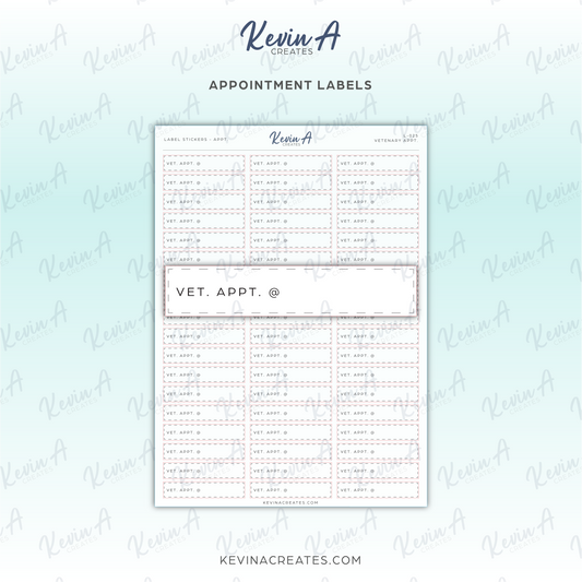 *LAST CHANCE* Appointment Label Sticker - VETERINARY APPOINTMENT