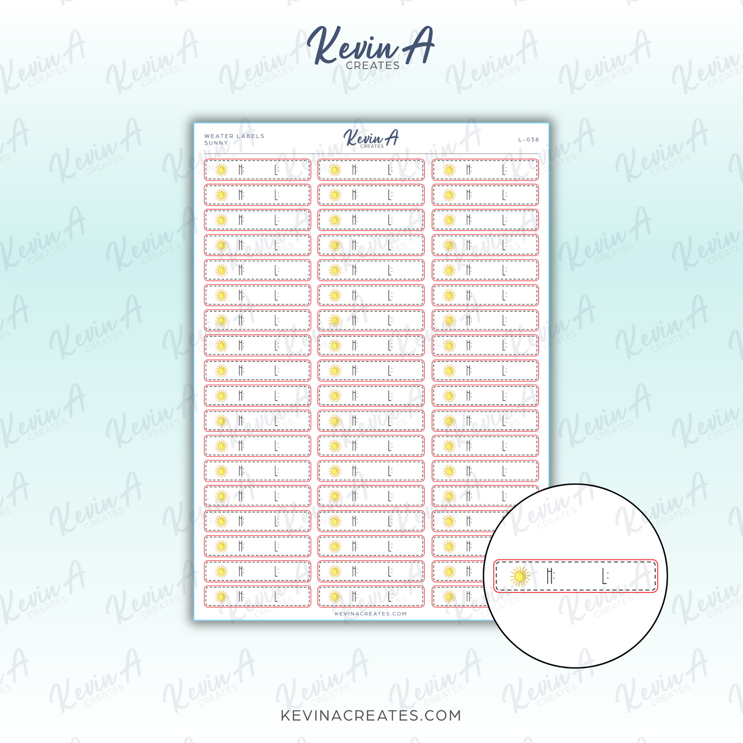 Sunny Weather Icon Label Planner Stickers