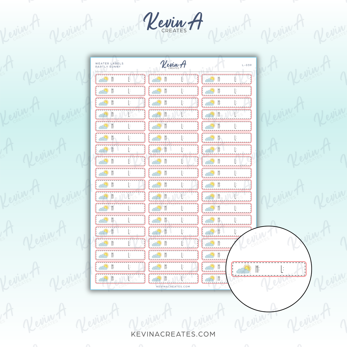 *LAST CHANCE* Partly Sunny Weather Icon Label Planner Stickers