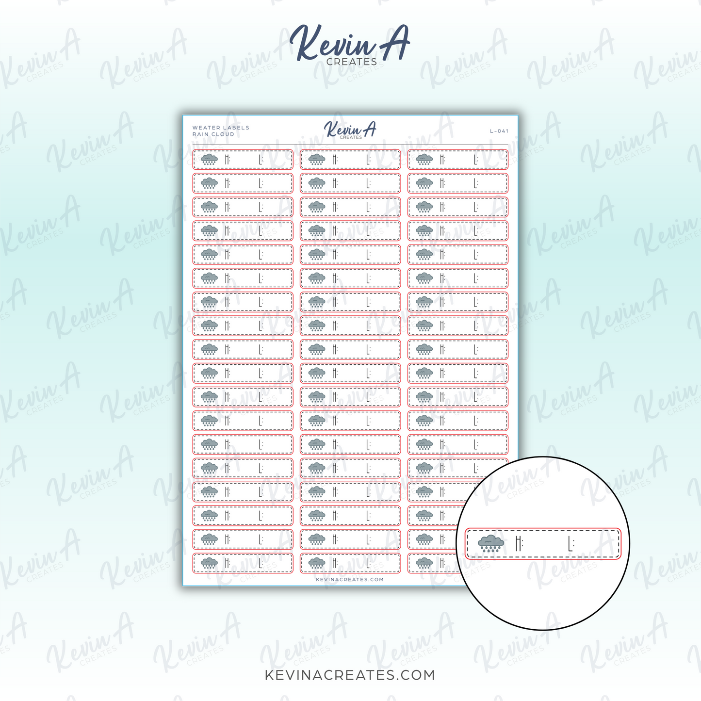 Rain Weather Icon Label Planner Stickers