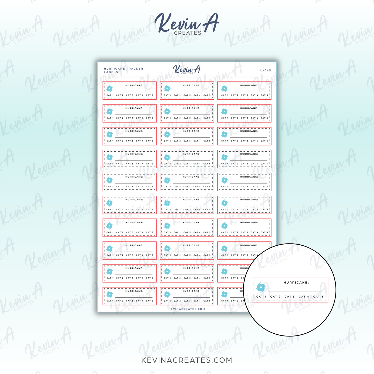 L-045 Hurricane Tracker Label Planner Stickers