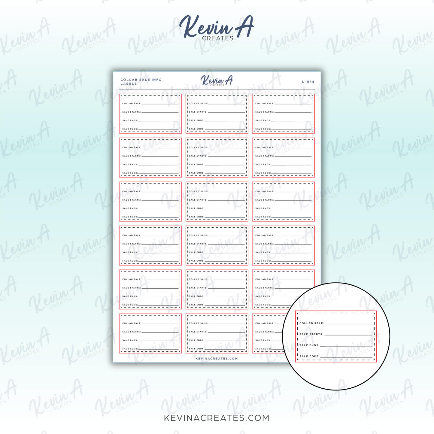 L-046 Collab Sale Info Label Planner Stickers