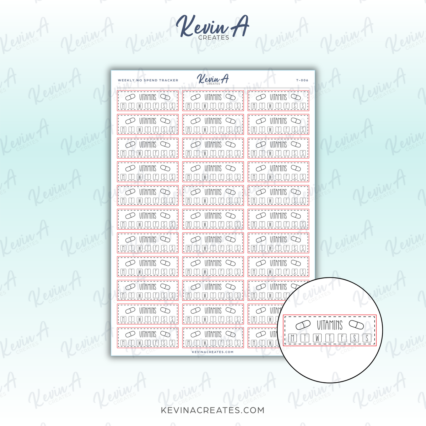 *LAST CHANCE* Weekly Vitamins Tracker Planner Stickers