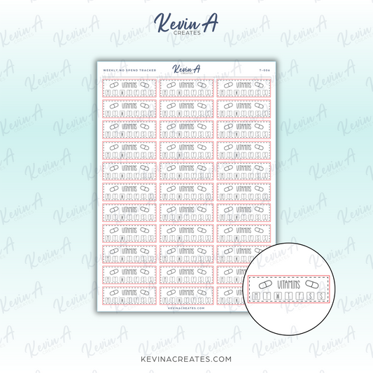 *LAST CHANCE* Weekly Vitamins Tracker Planner Stickers