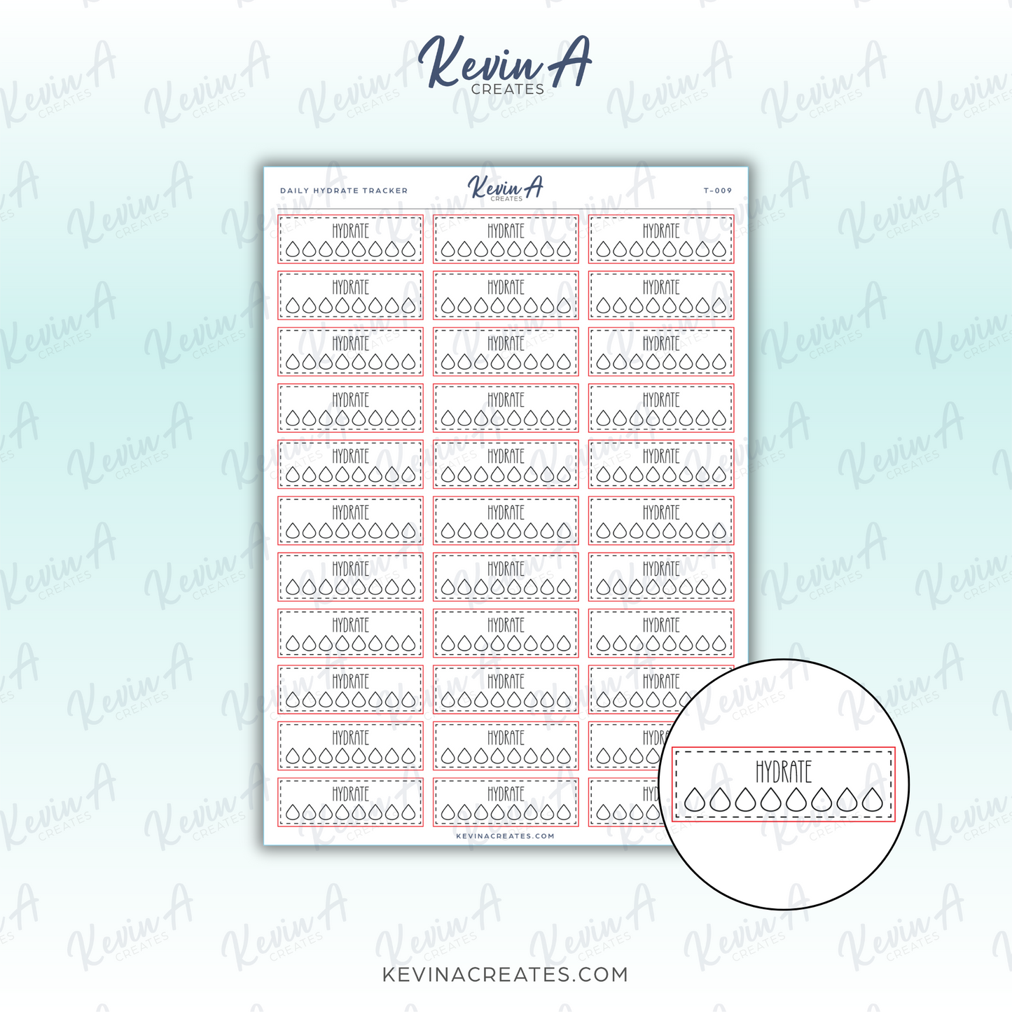 T-009 Daily Hydrate Tracker Planner Stickers