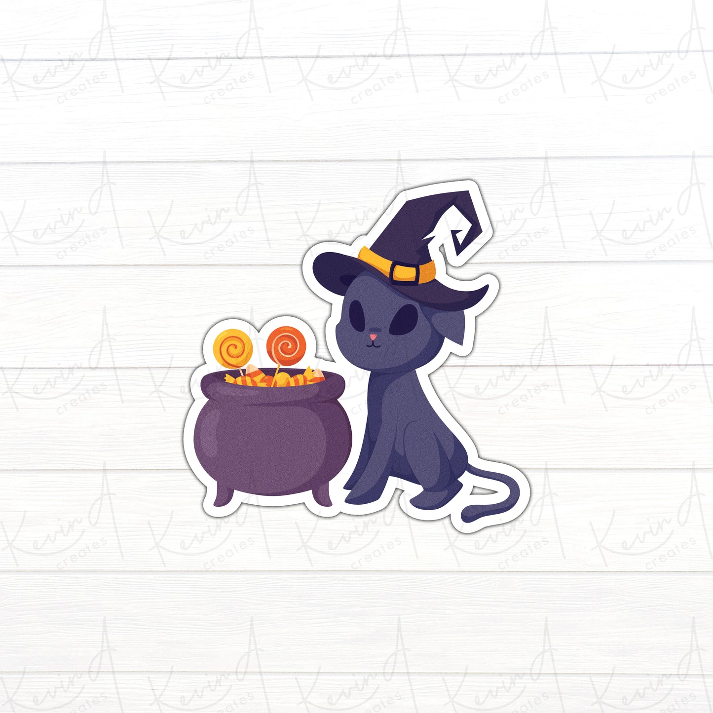 DC-055, "Cauldron Cat" Die Cut Stickers