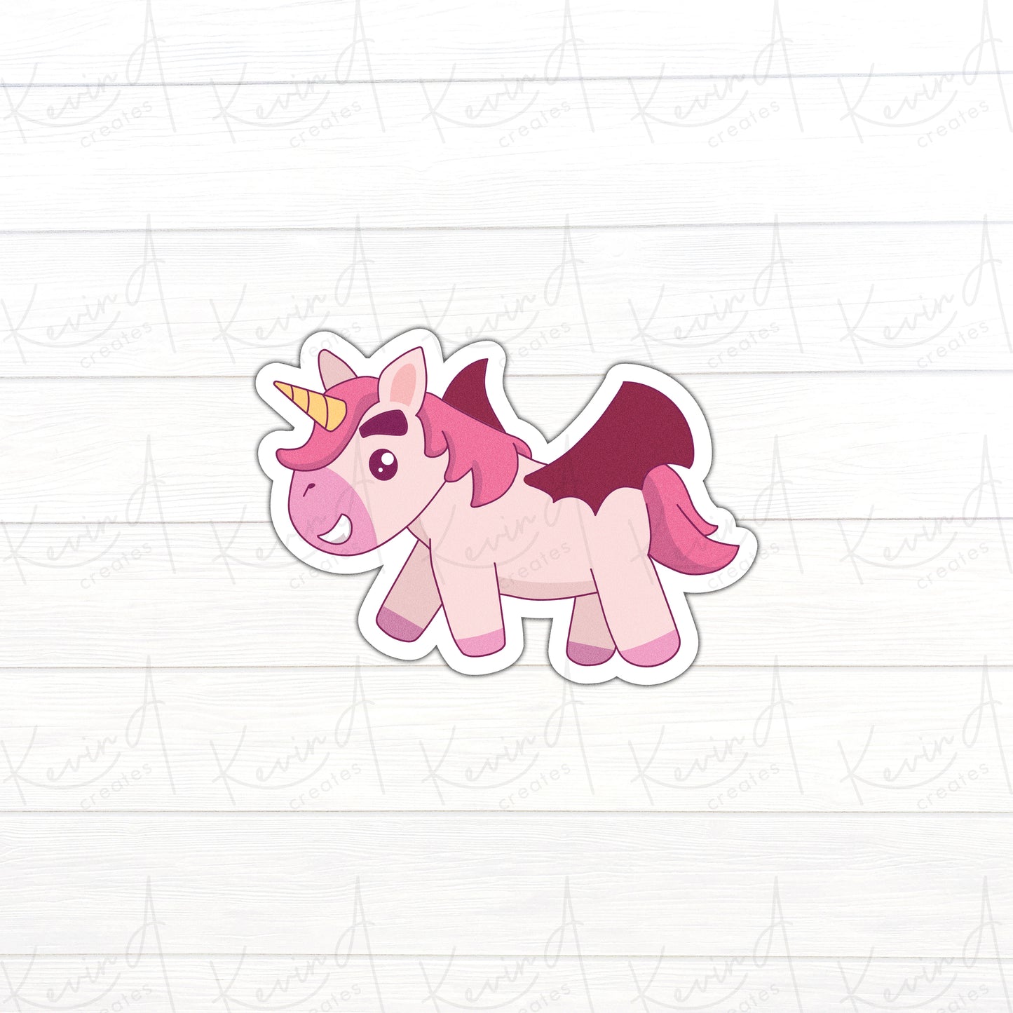 DC-059, "Bat Costume Unicorn" Die Cut Stickers