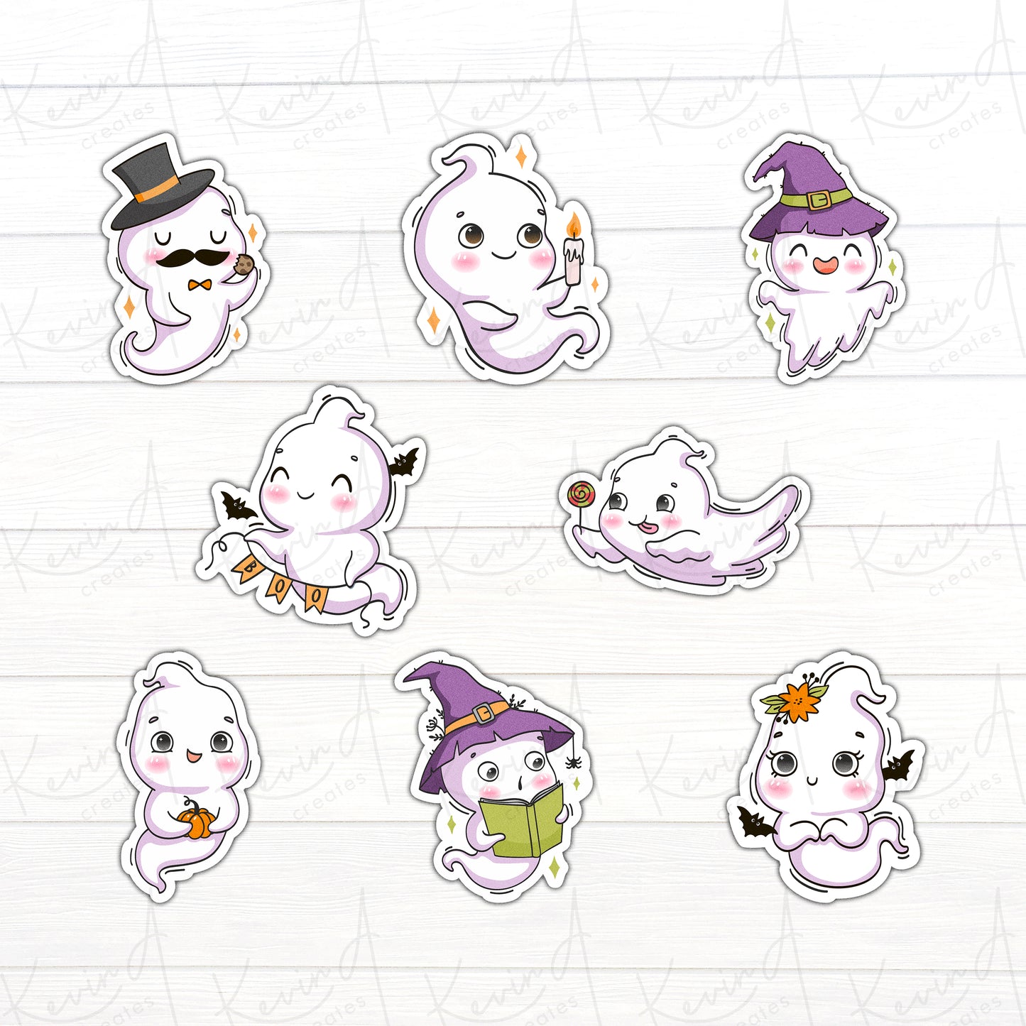 DC-063, "Spooky Ghosts" Pack Die Cut Stickers