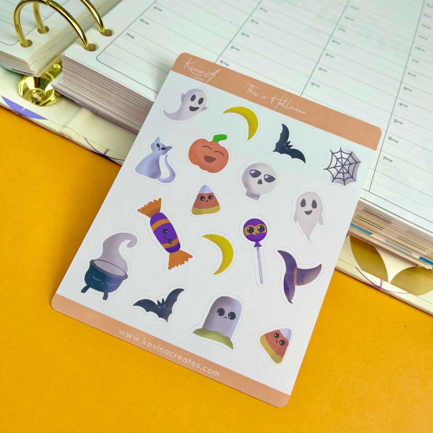 HS-001, Cute Halloween Doodles Planner Stickers