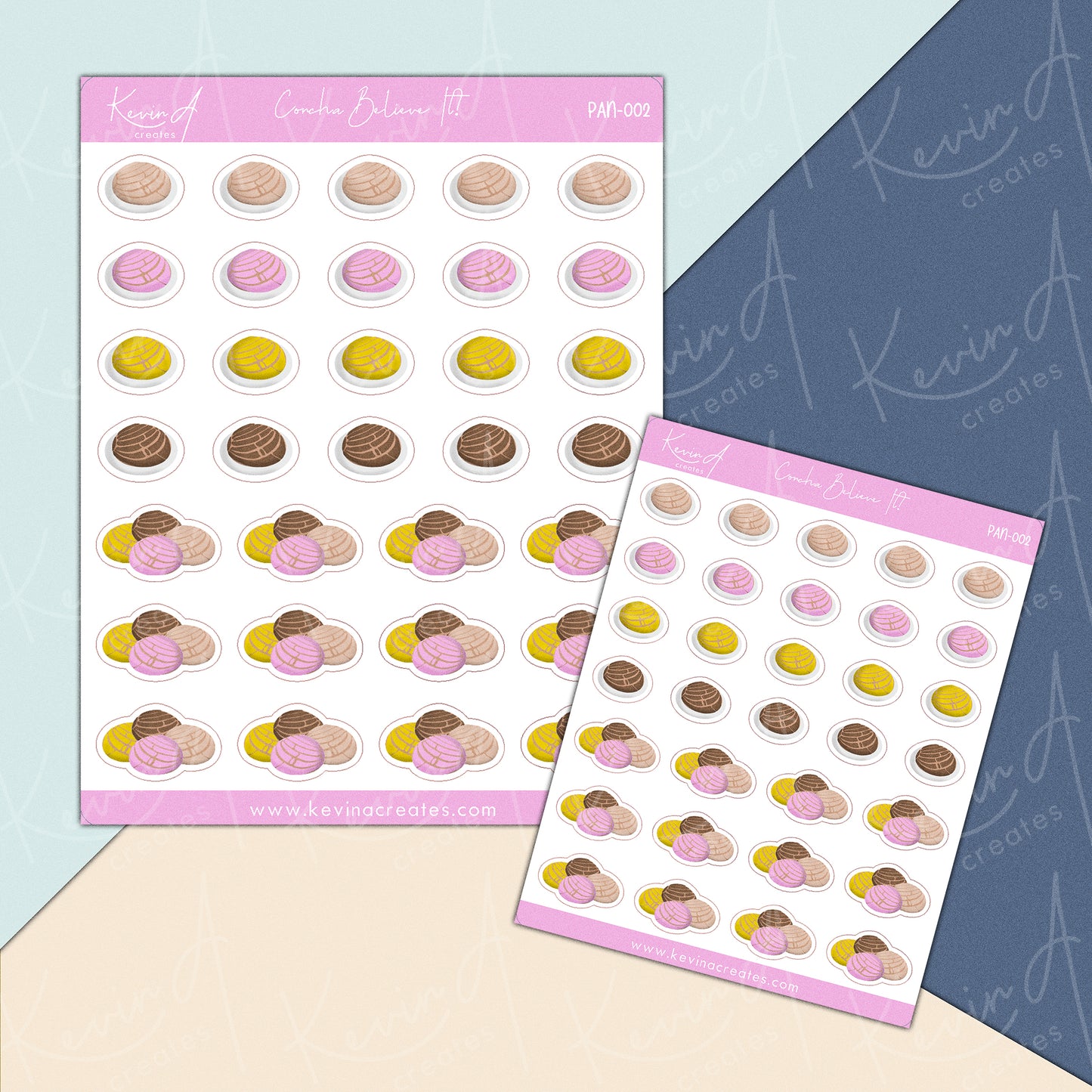 PAN-002, Cute Concha Kawaii Doodles Planner Stickers