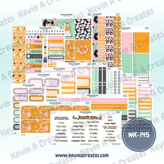 WK-145, Weekly Planner Stickers, Vertical Layout