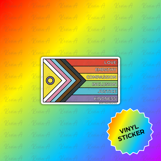 Love, Empathy, Compassion, Inclusion, Justice, Kindness Vinyl Sticker