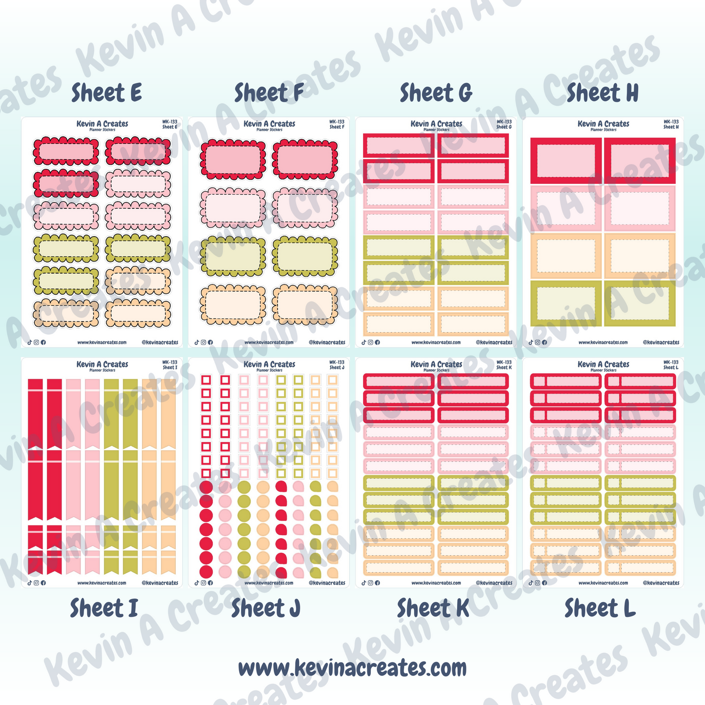 WK-133, Weekly Planner Stickers, Vertical Layout