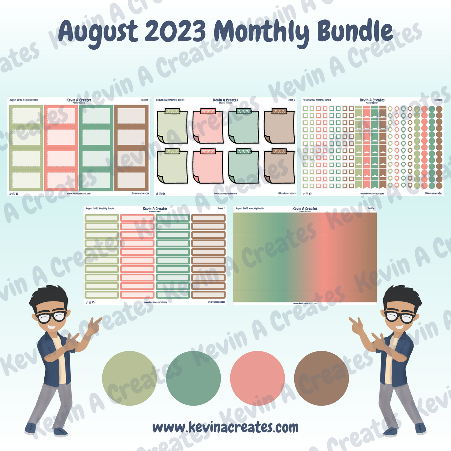 August 2023 Monthly Bundle Kit, Planner Stickers, Functional Planner Stickers