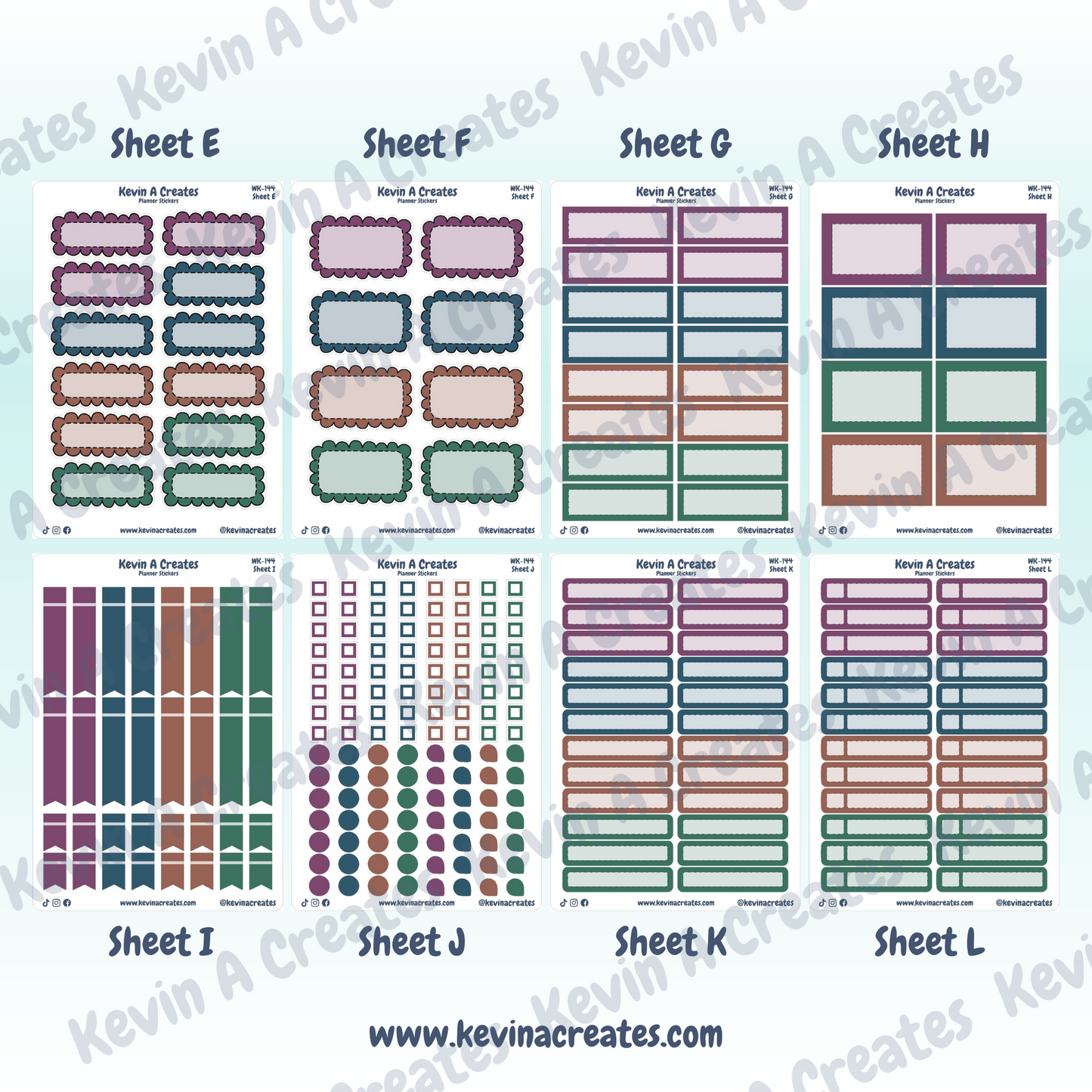 WK-144, Weekly Planner Stickers, Vertical Layout