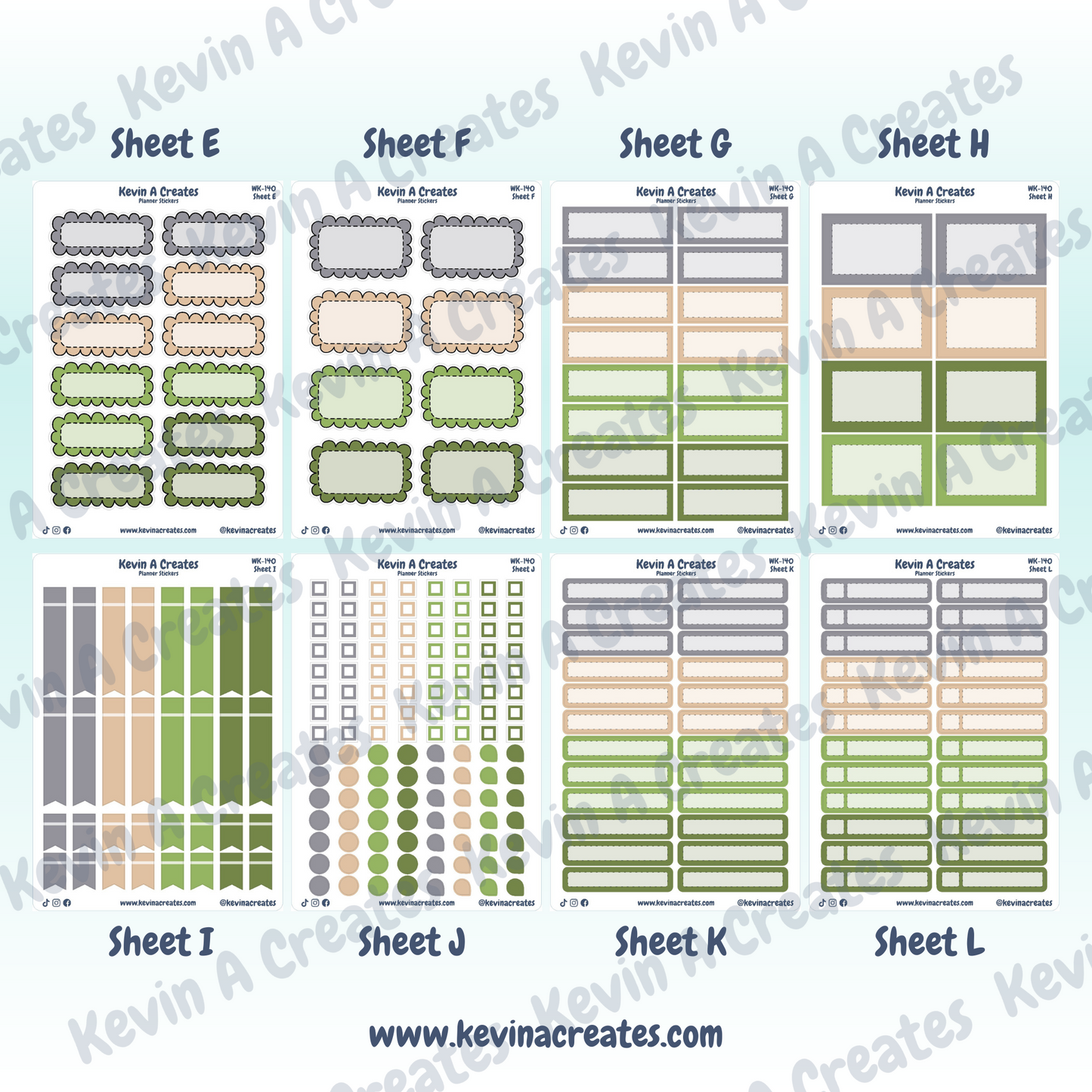 WK-140, Weekly Planner Stickers, Vertical Layout