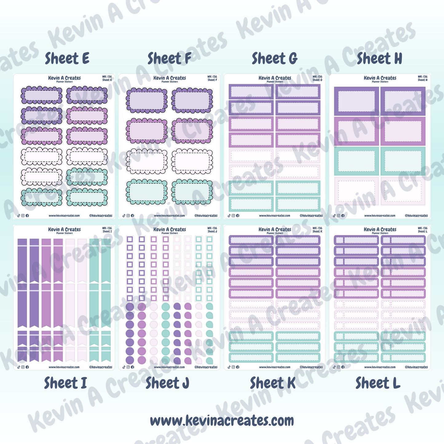 WK-136, Weekly Planner Stickers, Vertical Layout