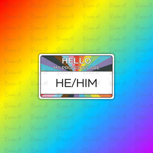Hello, My Pronouns Are HE/HIM Name Tag Sticker