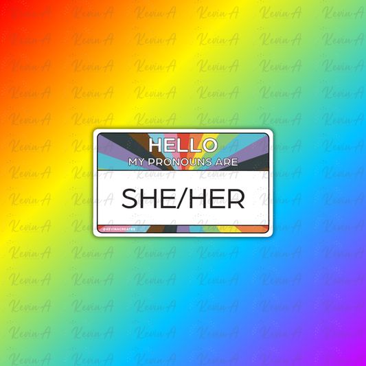 Hello, My Pronouns Are SHE/HER Name Tag Sticker